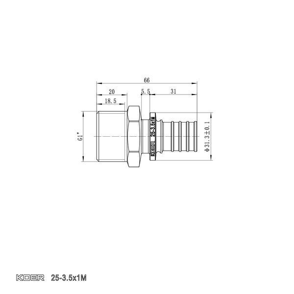 Перехідник з ЗР Koer KA.A10M-25 - 25(3.5mm) x 1"M (KR4854) KR4854 фото