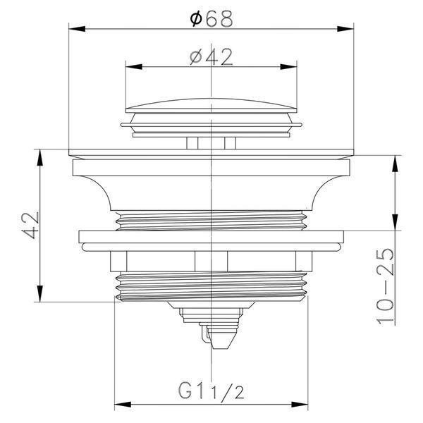 Донний клапан для ванни Zerix BV-07 1 1/2'' автоматичний СLICK-СLACK (Колір хром) (ZX6024) ZX6024 фото