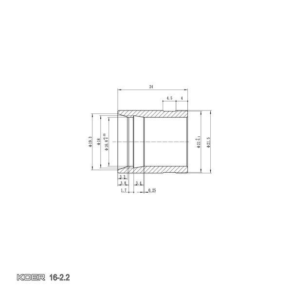 Гильза монтажная надвижная Koer KA.S16 - 16-2.2mm (KR4899) KR4899 фото