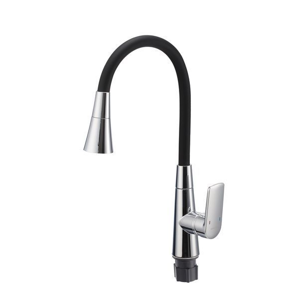 Смеситель для кухни Mixxus Premium Matis 011-T (NUT) Refl.Black (Цвет хром+силик.излив черный) (MI8266) MI8266 фото