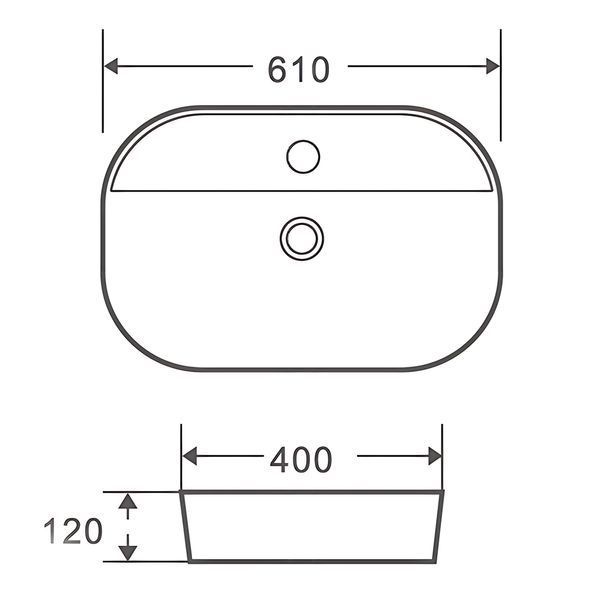 Раковина накладна Mixxus Premium ELLIPSE-0204 600х380х115mm з отвором під змішувач (MP6679) MP6679 фото