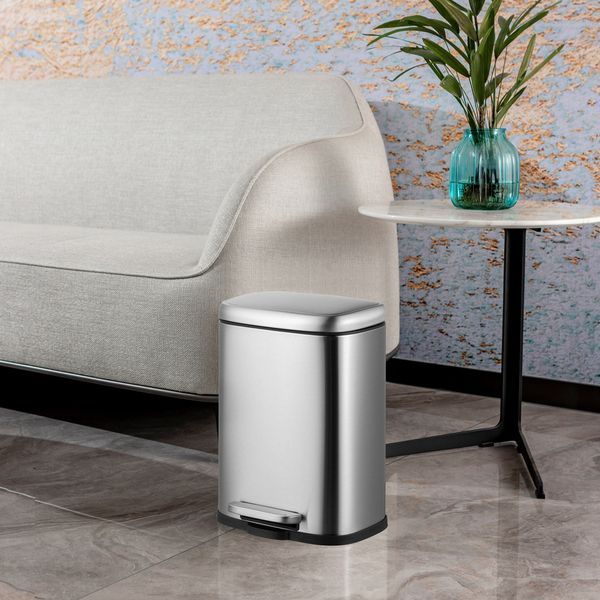 Мусорное ведро с плавным закрытием прямоугольное Mixxus Premium Style-TC0305 SS Color 5л цвет нержавейка (MI7060) MI7060 фото