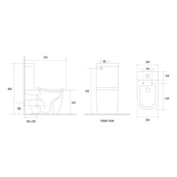 Чаша унитаза-компакта Koer TT-0201-T3 Bowl 430x390x675 без сидения Tornado 3.0 (MI8364) MI8364 фото