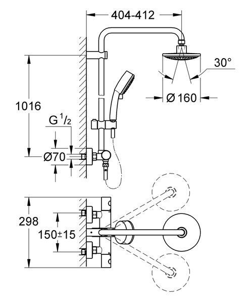 Душевая система с термостатом для душа Grohe New Tempesta Cosmop. System (27922000) 27922000 фото