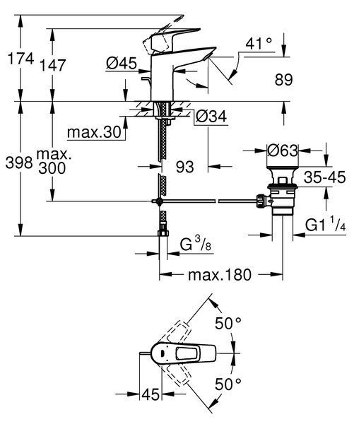 Змішувач для раковини S-розміру Grohe BauLoop New (23335001) 23335001 фото