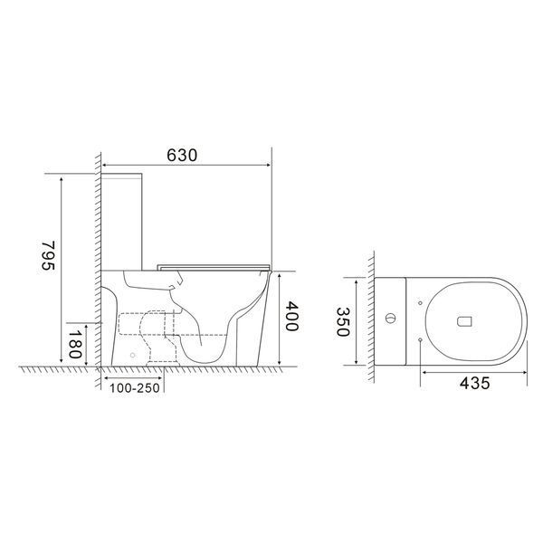 Унітаз-компакт Mixxus WAVE-0405-R 630х350х795mm, система змиву RIMLESS (MI6694) MI6694 фото