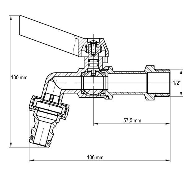 Кран поливу з конектором для швидкого підключення KOER KR.259 - 1/2" (KR3128) KR3128 фото