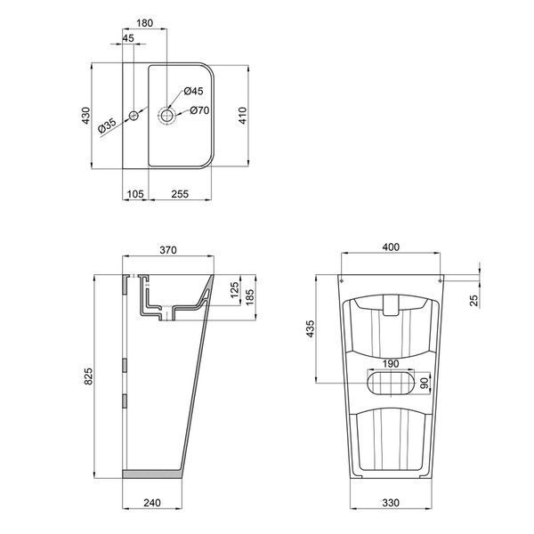 Раковина моноблок Mixxus STYLE-1101 з отвором під змішувач та переливом 440х380х830mm (MI6696) MI6696 фото