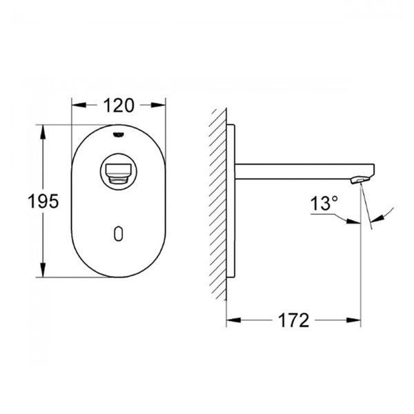 Монокран на одну воду сенсорный, Bluetooth, скрытый монтаж Grohe Euroeco Cosmopolitan E (36410000) 36410000 фото
