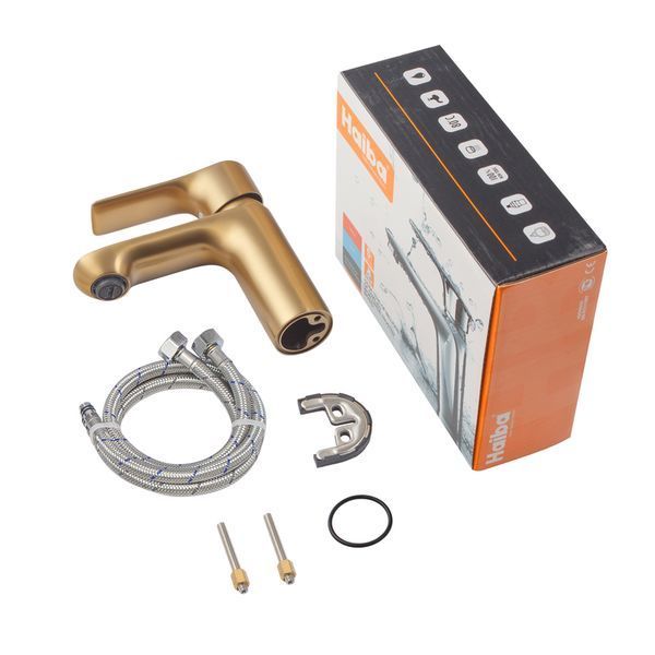 Смеситель для умывальника Haiba Milano 001 BRUSHED GOLD (HB9619) HB9619 фото