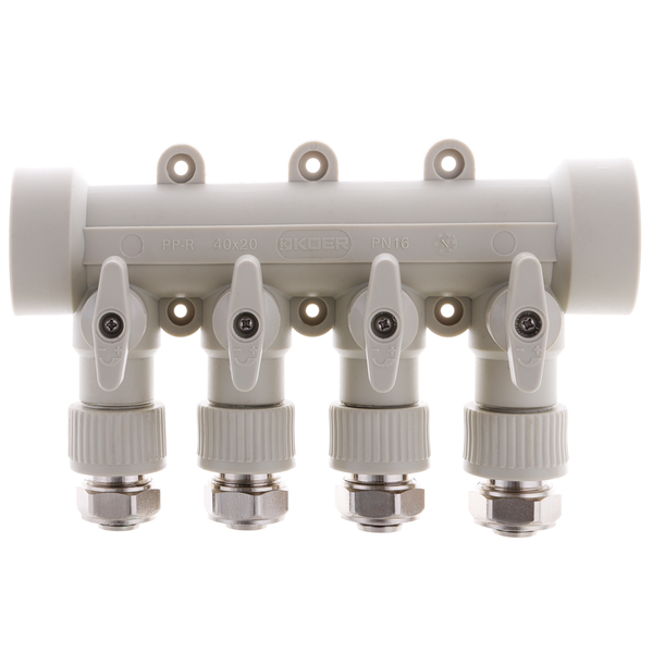 Коллектор распределительный 4-way с фитингом (40x20) PPR Koer K0192.PRO (KP2557) KP2557 фото
