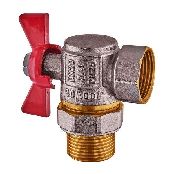 Кран з американкою кутовий, Waterpro WP400-20FMW-L - 3/4" ручка "метелик" червона (WP2896) WP2896 фото