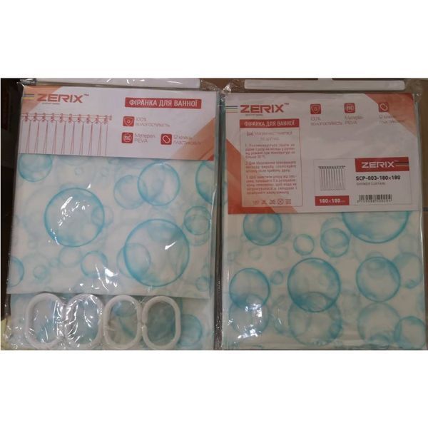 Шторка для ванной Zerix SCP-003-180x180 из PEVA (полиэтиленвинилацетата) (Узор "Капли") (ZX5002) ZX5002 фото
