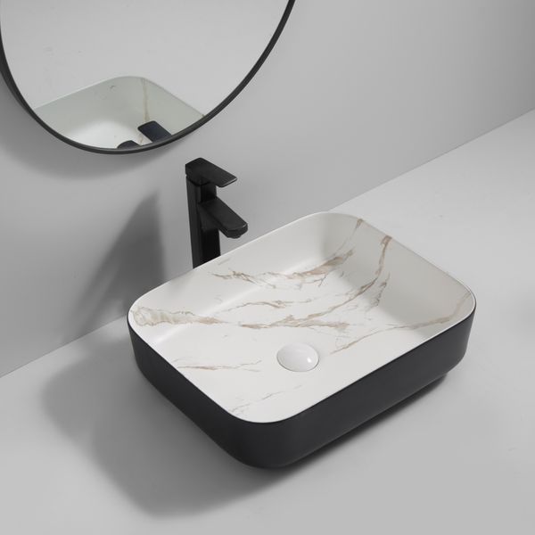 Раковина накладна MIXXUS PREMIUM DIVERSE-0110 MARBLE-BLACK 500х390х130mm (MP6517) MP6517 фото