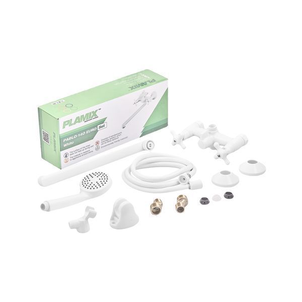 Смеситель для ванны Plamix Pablo -140 EURO SET White (со шлангом и лейкой) (PM0670) PM0670 фото