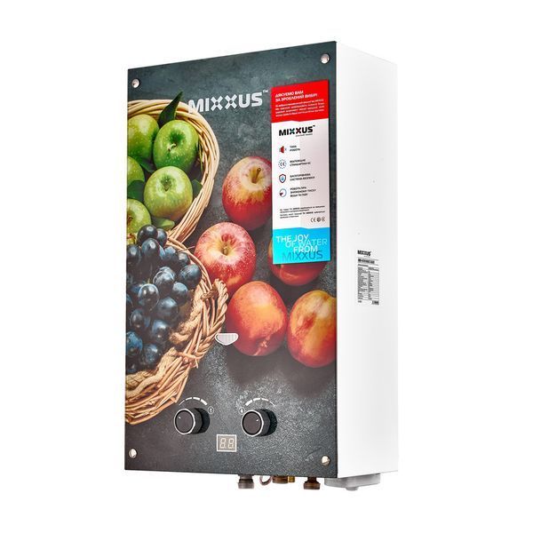 Газова колонка MIXXUS GWH-0310 BASIC GLASS димохідна 10 л/хв (панель зі скла з малюнком) (WH0024) WH0024 фото