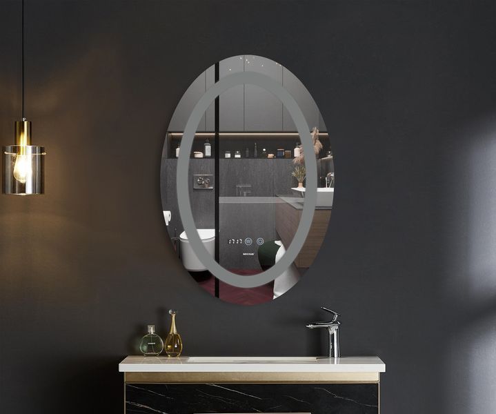 Зеркало Mixxus PLAIN MV02-50x70 с Led Touch, Anti-fog, димером, регулятором яркости, часами (MI6010) MI6010 фото