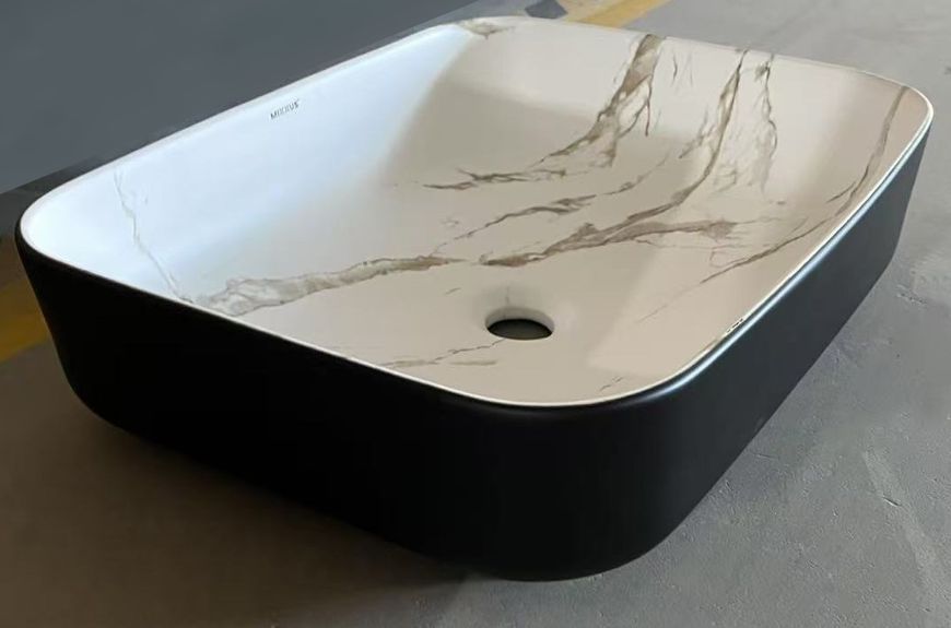 Раковина накладна MIXXUS PREMIUM DIVERSE-0110 MARBLE-BLACK 500х390х130mm (MP6517) MP6517 фото