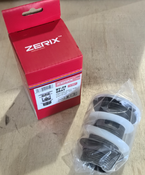 Донный клапан для раковины с переливом Zerix BV-09 GRAY 1 1/4" автоматический Click-Clack (Цвет графит) (MY0415) MY0415 фото