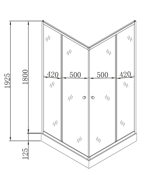Душова кабіна з низьким піддоном Mixxus CUBIC SCT01-100x100x195-FB CHROME матове скло 4мм (MI6904) MI6904 фото