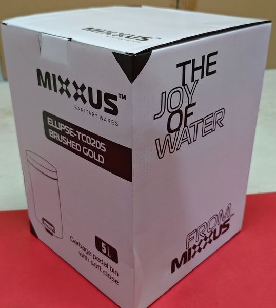 Відро для сміття з плавним закриттям кругле Mixxus Ellipse-TC0205 Brushed Gold 5л (колір матове золото) (MI8400) MI8400 фото