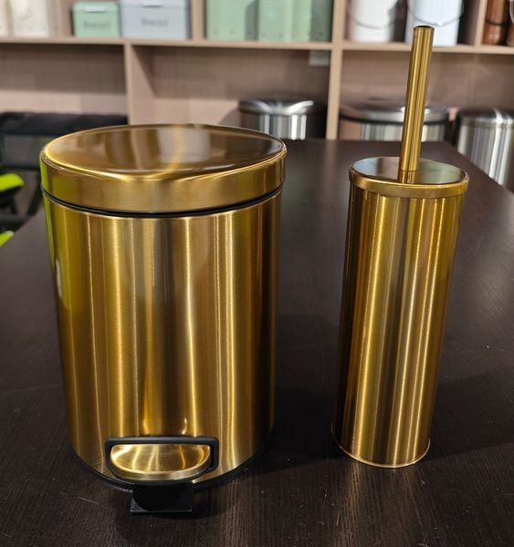 Відро для сміття з плавним закриттям кругле Mixxus Ellipse-TC0205 Brushed Gold 5л (колір матове золото) (MI8400) MI8400 фото