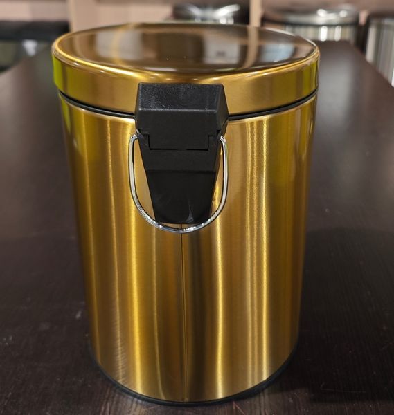 Відро для сміття з плавним закриттям кругле Mixxus Ellipse-TC0205 Brushed Gold 5л (колір матове золото) (MI8400) MI8400 фото