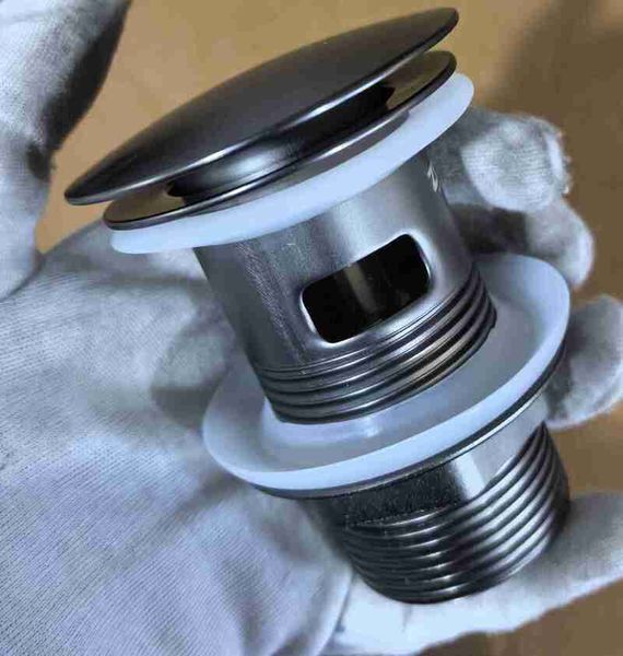 Донный клапан для раковины с переливом Zerix BV-09 GRAY 1 1/4" автоматический Click-Clack (Цвет графит) (MY0415) MY0415 фото