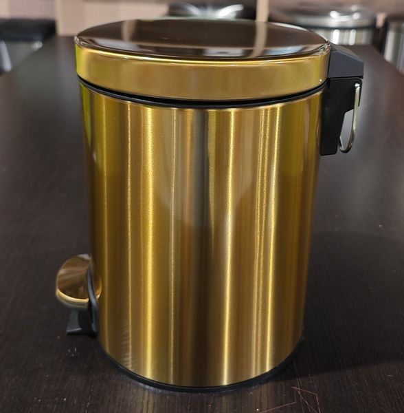 Відро для сміття з плавним закриттям кругле Mixxus Ellipse-TC0205 Brushed Gold 5л (колір матове золото) (MI8400) MI8400 фото