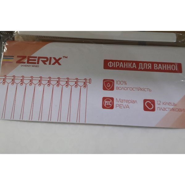 Шторка для ванной Zerix SCP-021-180x180 из PEVA (полиэтиленвинилацетата) (Цвет белый 3-Д) (ZX6094) ZX6094 фото