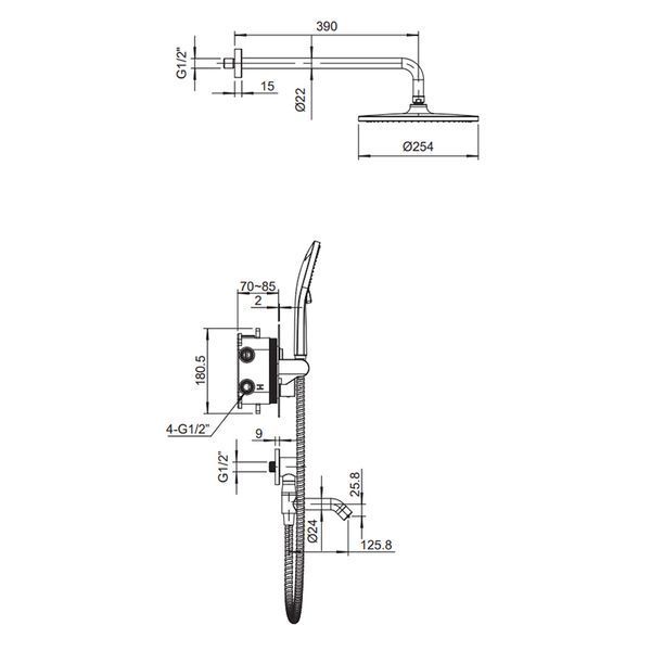 Вбудована душова система з термостатом Koer KB-67012-01 (Колір хром) (KR4728) KR4728 фото