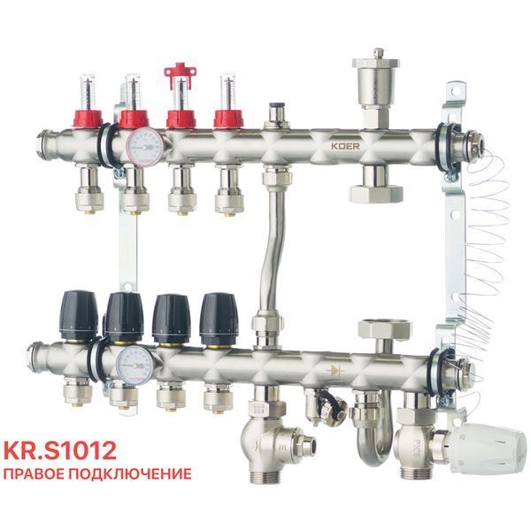 Коллектор со встроенным смесит. узлом Koer KR.S1012-4 1"х4 SUS304 и евроконусами 3/4-16 (KR2937) KR2937 фото
