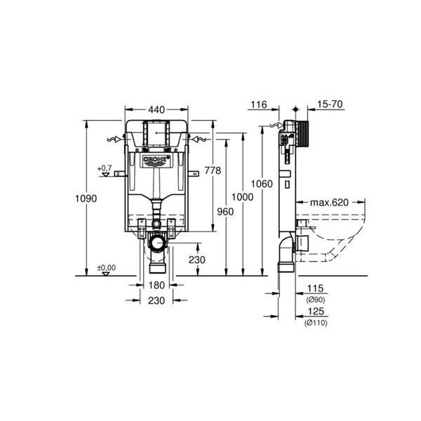 Модуль інсталяційний для підвісного унітаза Grohe Uniset (39165000) 39165000 фото