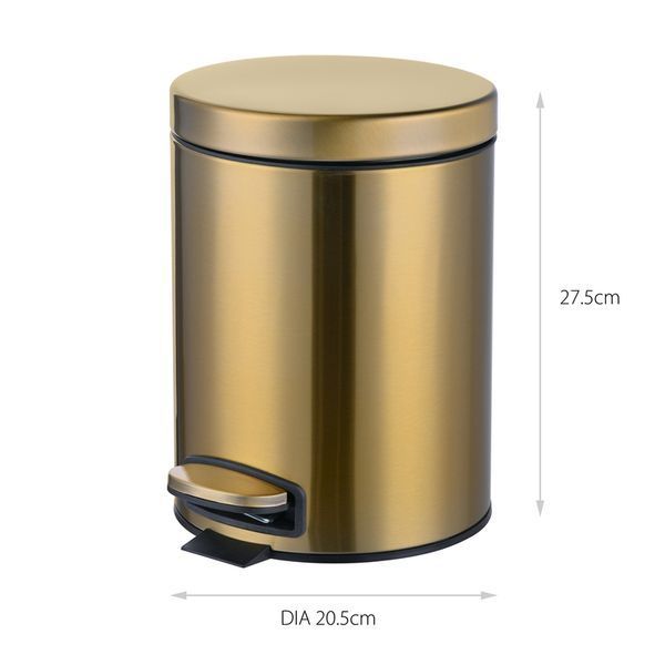 Відро для сміття з плавним закриттям кругле Mixxus Ellipse-TC0205 Brushed Gold 5л (колір матове золото) (MI8400) MI8400 фото