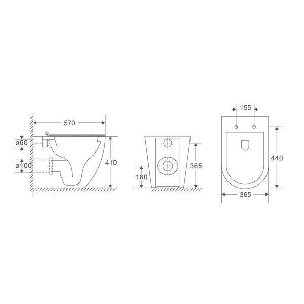 Унитаз напольный безбачковой Mixxus Premium ELLIPSE-0701-T1 570х365х410mm, система смыва TORNADO 1.0 (MP6593) MP6593 фото