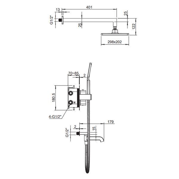 Встраиваемая душевая система с термостатом Koer KB-67011-05 (Цвет черный) (KR4727) KR4727 фото
