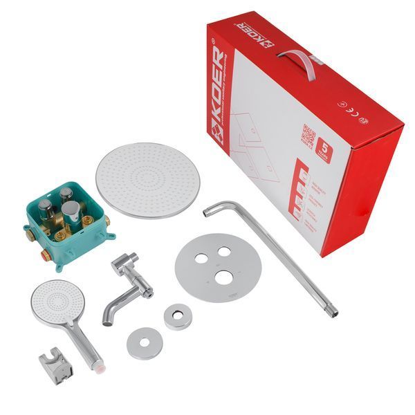 Вбудована душова система з термостатом Koer KB-67012-01 (Колір хром) (KR4728) KR4728 фото