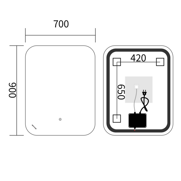 Дзеркало Mixxus Premium DIVERSE MR15-90x70-Reverse з Led Touch, Anti-fog, димером (3-6,5kK) (MP6639) MP6639 фото