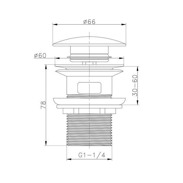 Донный клапан для раковины с переливом Zerix BV-09 GRAY 1 1/4" автоматический Click-Clack (Цвет графит) (MY0415) MY0415 фото