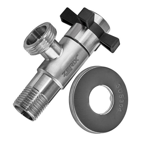 Кран для подключения сантехприборов Zerix VAL-10-1/2x3/4 из нерж.стали SUS304 (ZX5103) ZX5103 фото