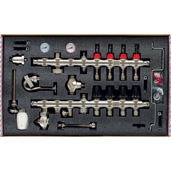 Коллектор со встроенным смесит. узлом Koer KR.S1012-4 1"х4 SUS304 и евроконусами 3/4-16 (KR2937) KR2937 фото