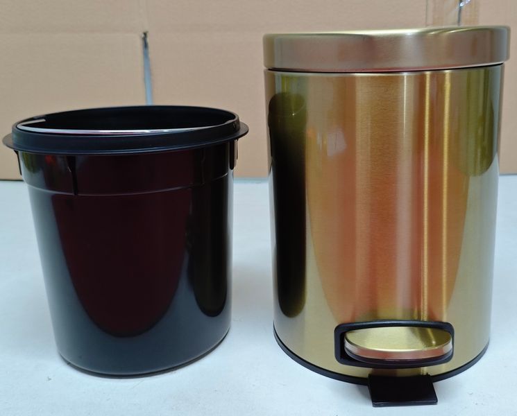 Відро для сміття з плавним закриттям кругле Mixxus Ellipse-TC0205 Brushed Gold 5л (колір матове золото) (MI8400) MI8400 фото