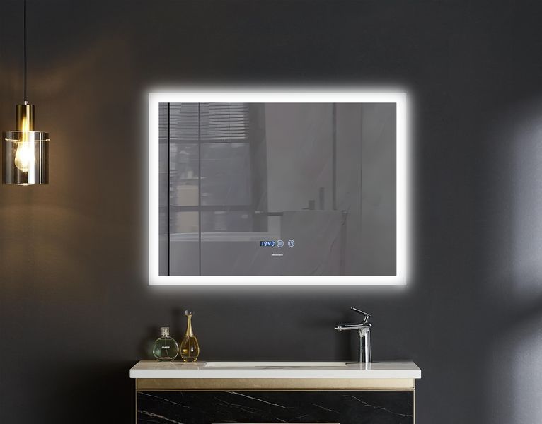 Зеркало Mixxus FLAT MR04-80x60 с Led Touch, Anti-fog, димером, регулятором яркости, часами (MI6928) MI6928 фото