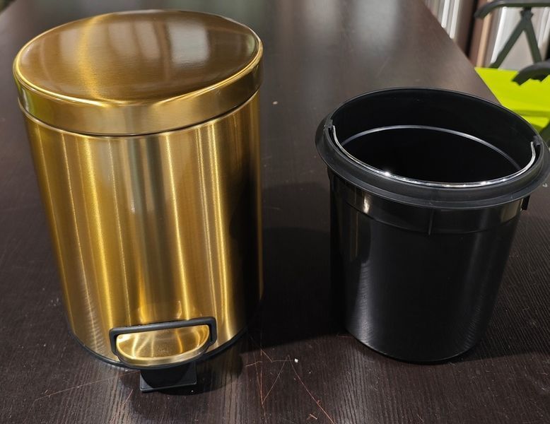 Відро для сміття з плавним закриттям кругле Mixxus Ellipse-TC0205 Brushed Gold 5л (колір матове золото) (MI8400) MI8400 фото