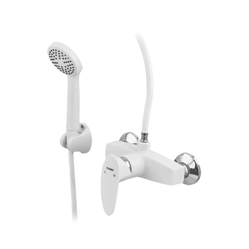 Змішувач для душової кабіни Plamix Cezar-003 SET White (з шлангом, лійкою та кронштейном) (PM0665) PM0665 фото