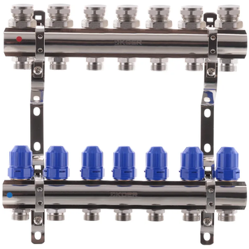 Коллекторный блок с термостатическими клапанами Koer KR.1100-07 1&rdquo;x7 ways (KR2633) KR2633 фото