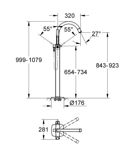 Підлоговий змішувач для ванни Grohe Grandera (23318000) 23318000 фото