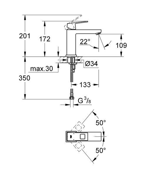 Смеситель для раковины M-размера Grohe Eurocube (23446000) 23446000 фото