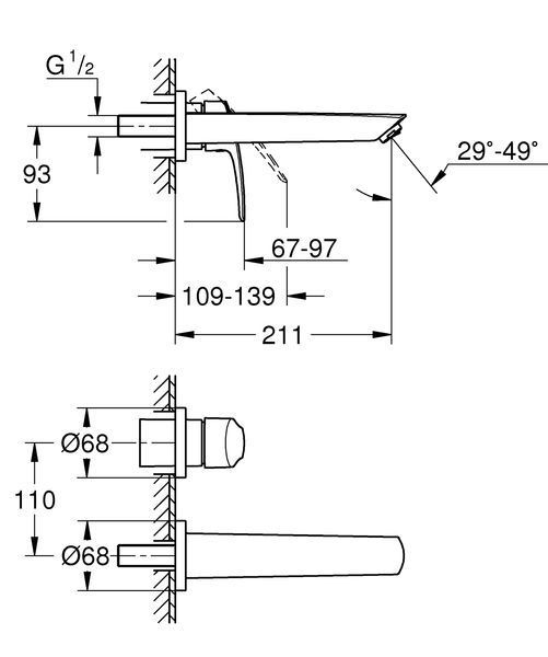 Смеситель для раковины Grohe Eurosmart на 2 отверстия M-Size (293382433) 293382433 фото