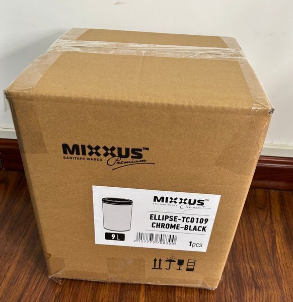 Відро для сміття сенсорне кругле Mixxus Premium Ellipse-TC0109 Chrome-Black 9л (хром-чорне) (MI7083) MI7083 фото